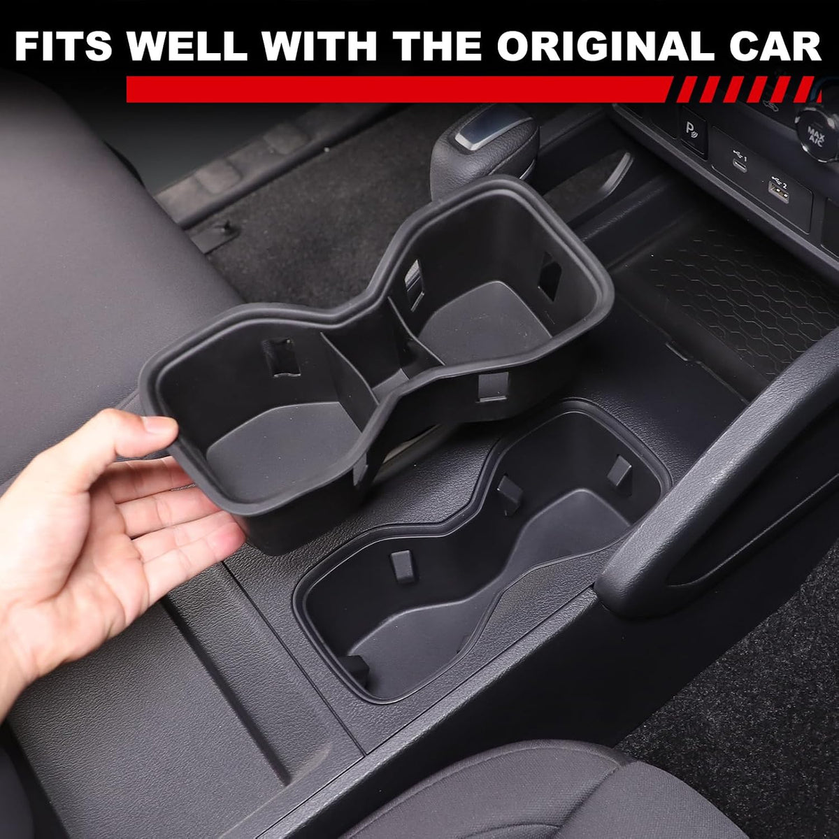 Center Console Cup Holder Insert Compatible with Nissan Frontier 2022-2025,TPE Car Drink Cup Holder Expander Adapter Interior Accessories 1PCS (Black)