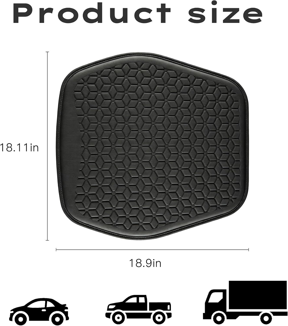 Thin Gel Car Seat Cushion, Non-Slip & Comfortable Automotive Front Seats Cushion Pad for Driver, Breathable Vehicle Interior Mat Cover Accessories，Black