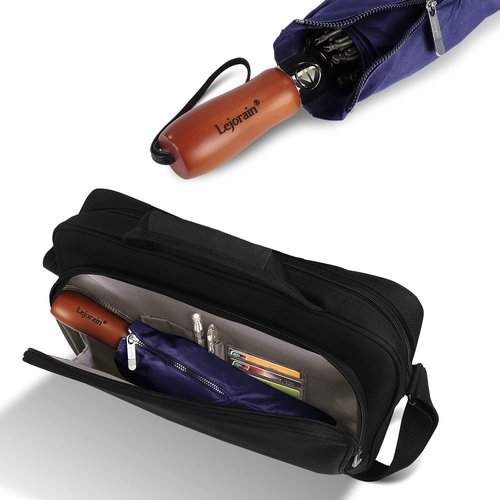 Lejorain Large Reverse Umbrella -50 Inch Windproof Folding Inverted Umbrella - Upside Down with Safety Reflective Strip
