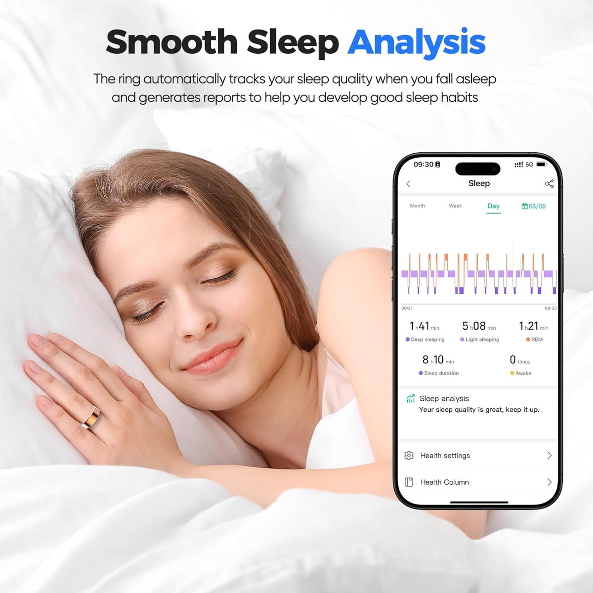 Skiennix Smart Ring Health Tracker - IP68 Water Resistant, Sleep & Exercise Monitoring | Unisex (Rose Gold, Size 11)