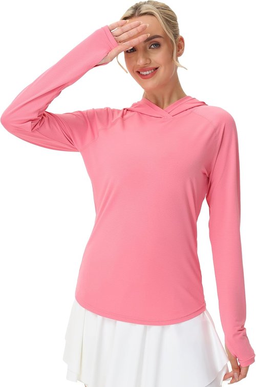Isnowood Women's UV Protection Rash Guard - Lightweight Long Sleeve Shirt for Hiking & Outdoor Activities