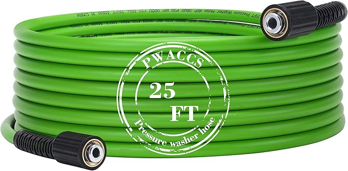 PWACCS Pressure Washer Hose for Power Washer – 3600 PSI High Pressure Replacement Hose – 1/4" x 25 FT Flexible Power Washing Extension Hose – Compatible with M22 Fittings