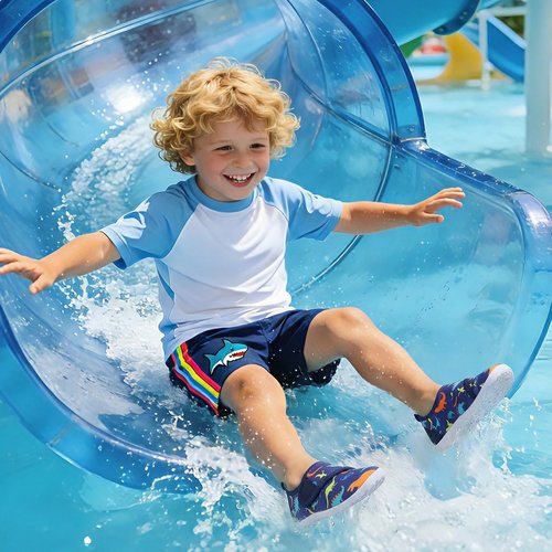 LeIsfIt Kids Water Shoes Toddler Girls Boys Swim Shoes Outdoor Quick-Dry Breathable Aqua Socks for Beach Pool Surf, Blue Dinosaur, 13 Little Kid