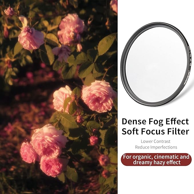 Walking Way 77MM White Pro Mist Diffusion Lens Filter, Dreamy Fog & Soft Glow