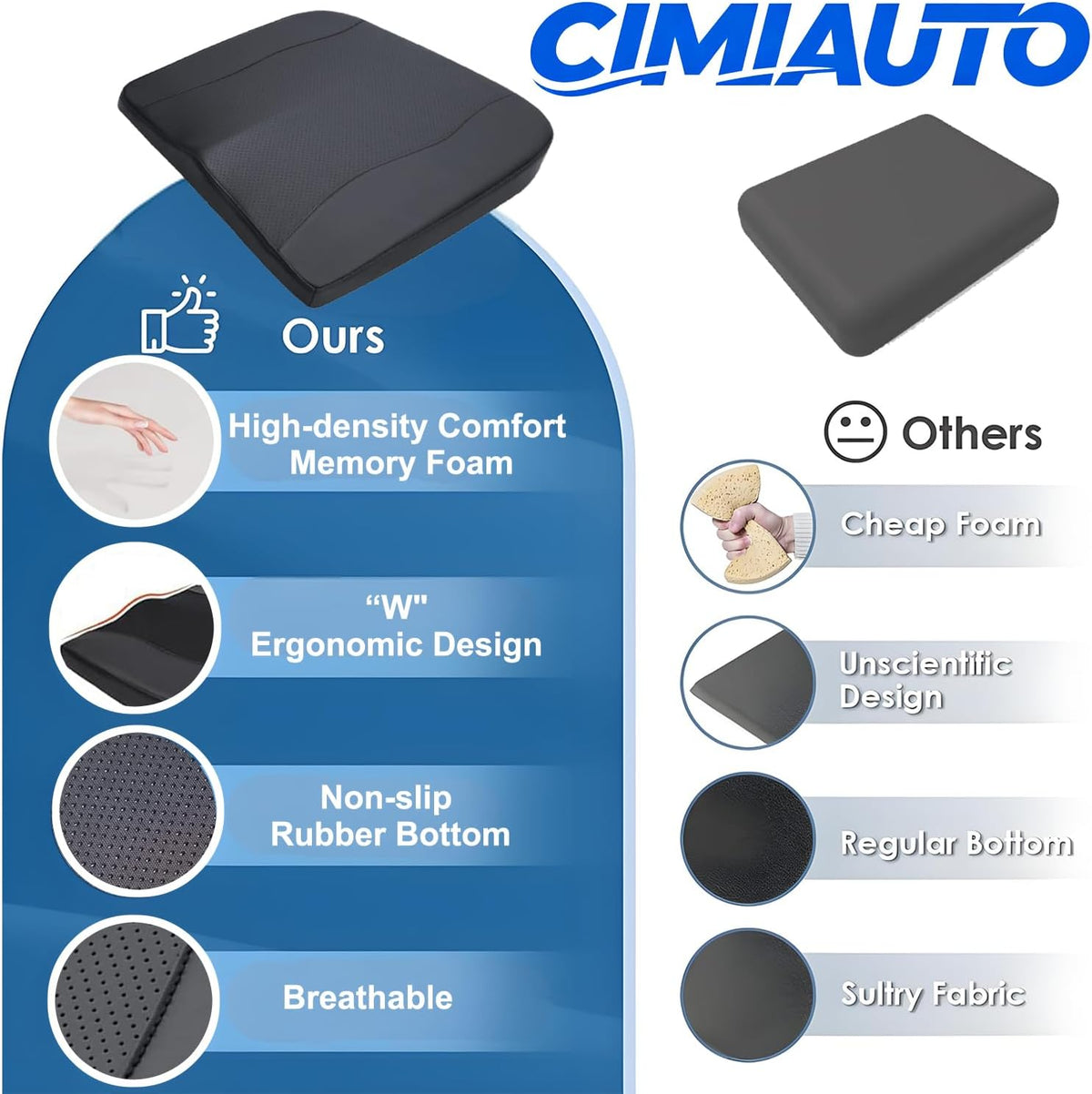 Comfort Memory Foam Car Seat Cushions For Driving,Black Booster Cushion Pad