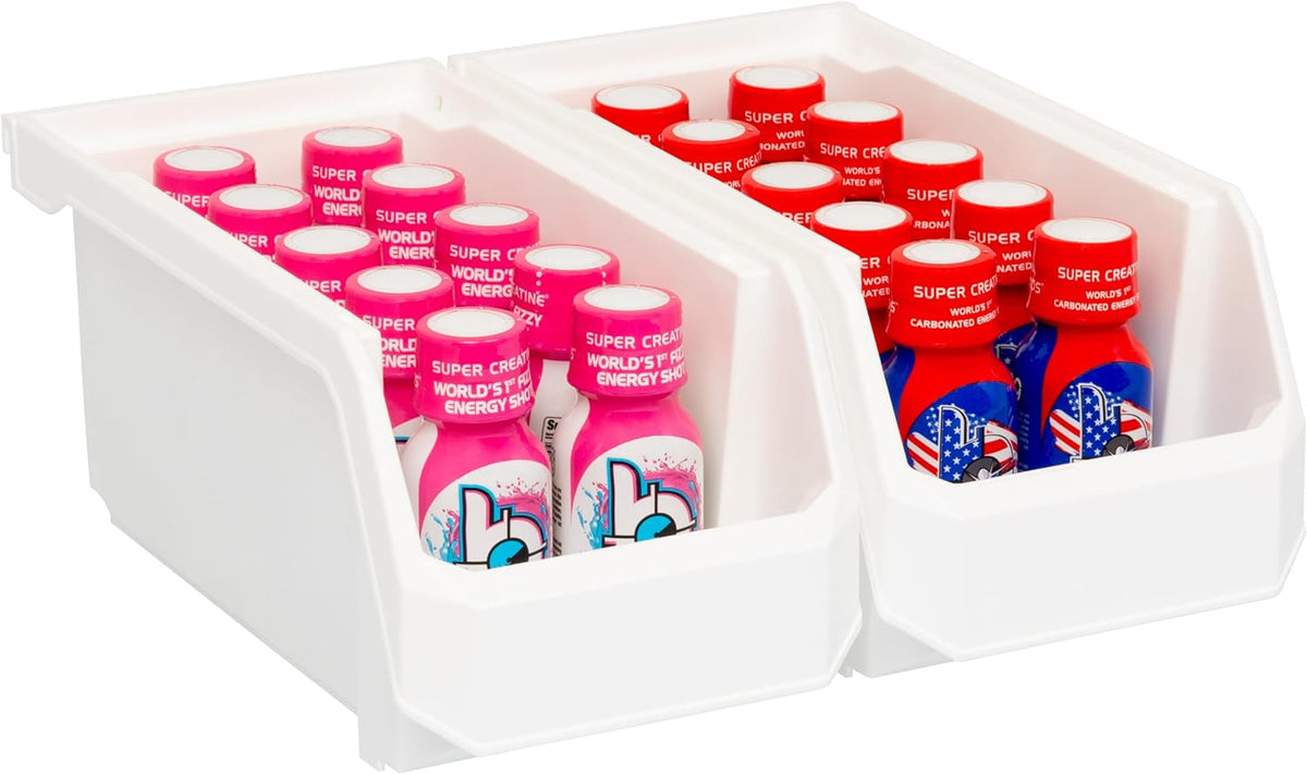ReadySpace Plastic Containers for Organizing and Storage Bins for Closet, Kitchen, Office, Garage or Pantry Organization, Stackable Bins, Medium (11" x 5" x 5.5"), 8-Pack, White