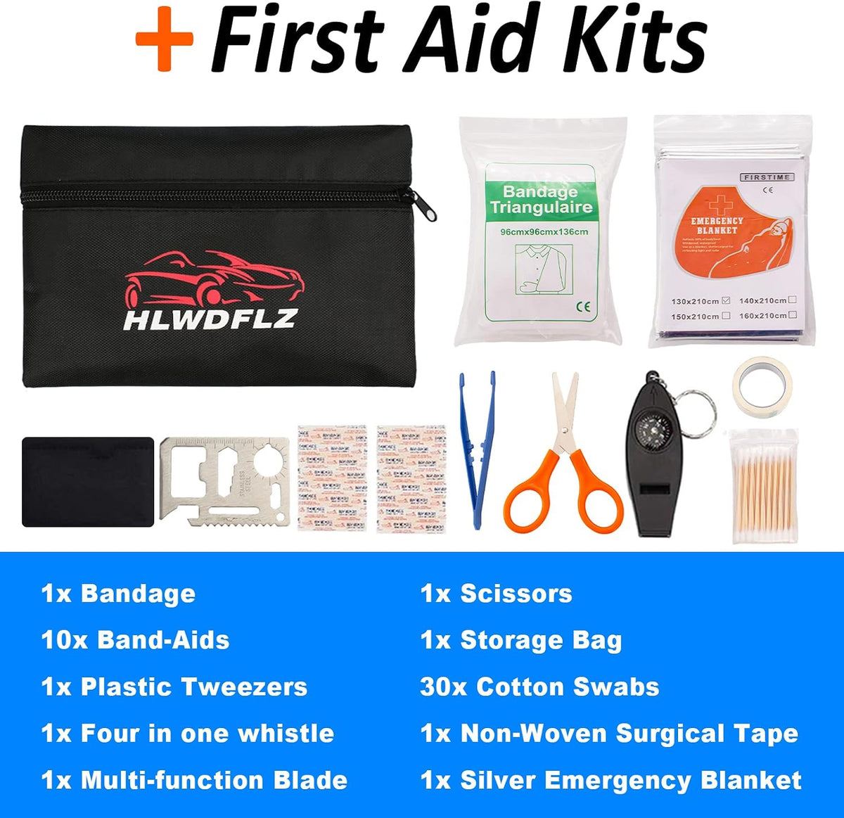 Emergency Car Kit with Jumper Cables & Snow Shovel, Winter Roadside Assistance Safety Kit for Cars, Trucks, SUVs and RVs