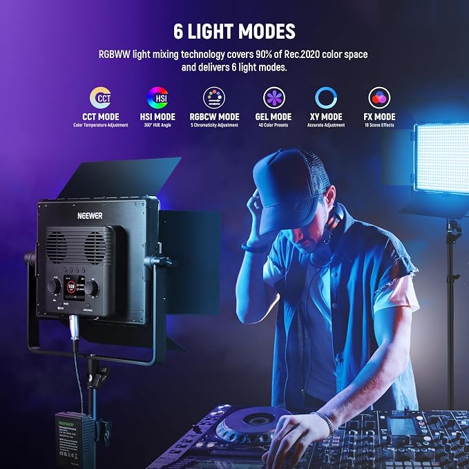 NEEWER 2 Pack PL60C RGB LED Panel Video Light Kit