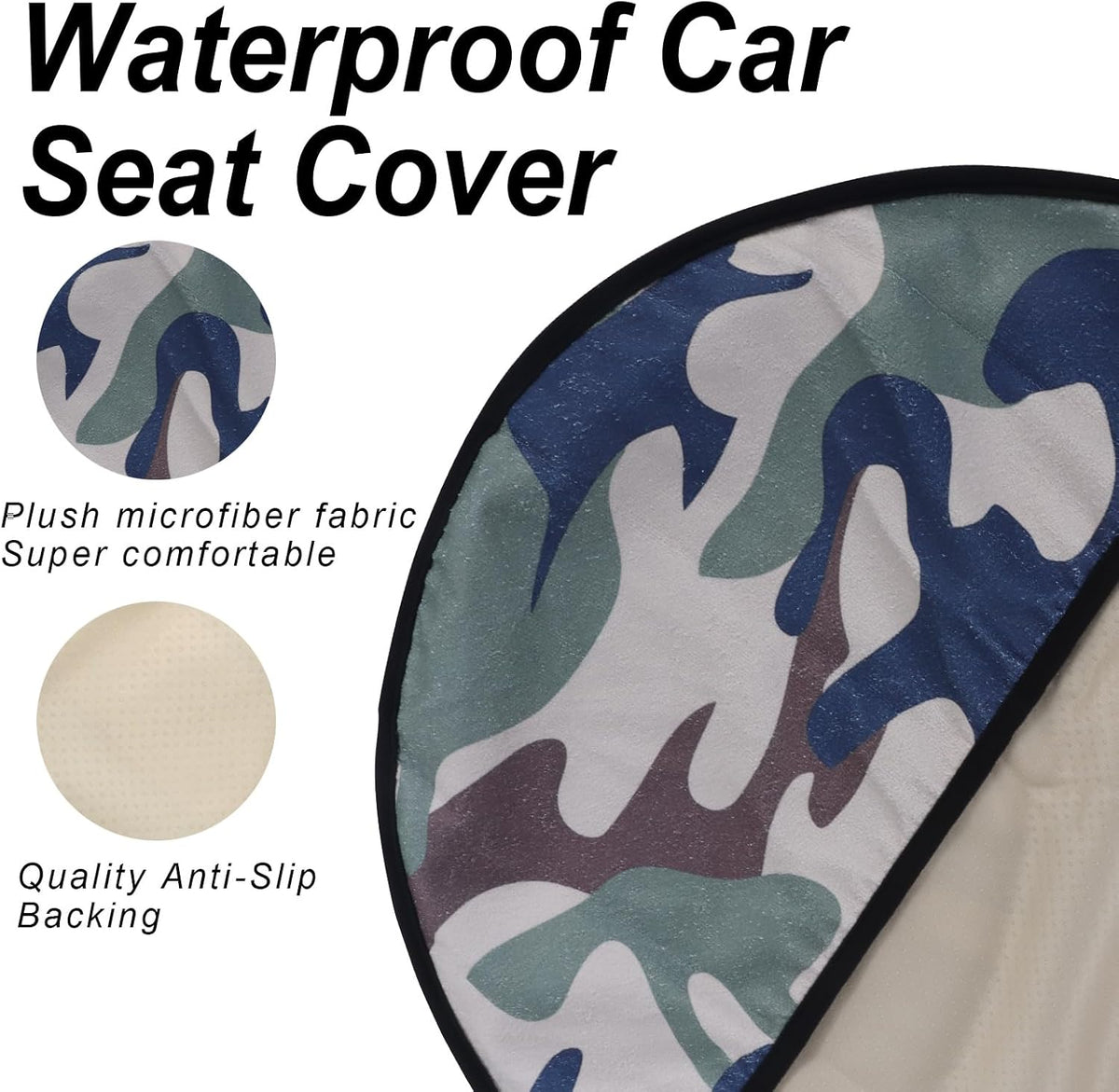 Sweat Towel Car Seat Cover Protector Front Seats for Gym Workout, Running, Swimming, Beach and Hiking, Waterproof Universal Seat Cover for Car, Trucks, Van & SUV (1, Camouflage, Front)
