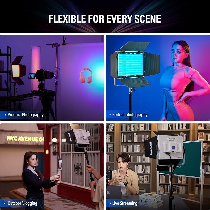 Godox LP600R 60W RGB LED Light Panel 2-Light Kit, Light Stand, Carrying Case