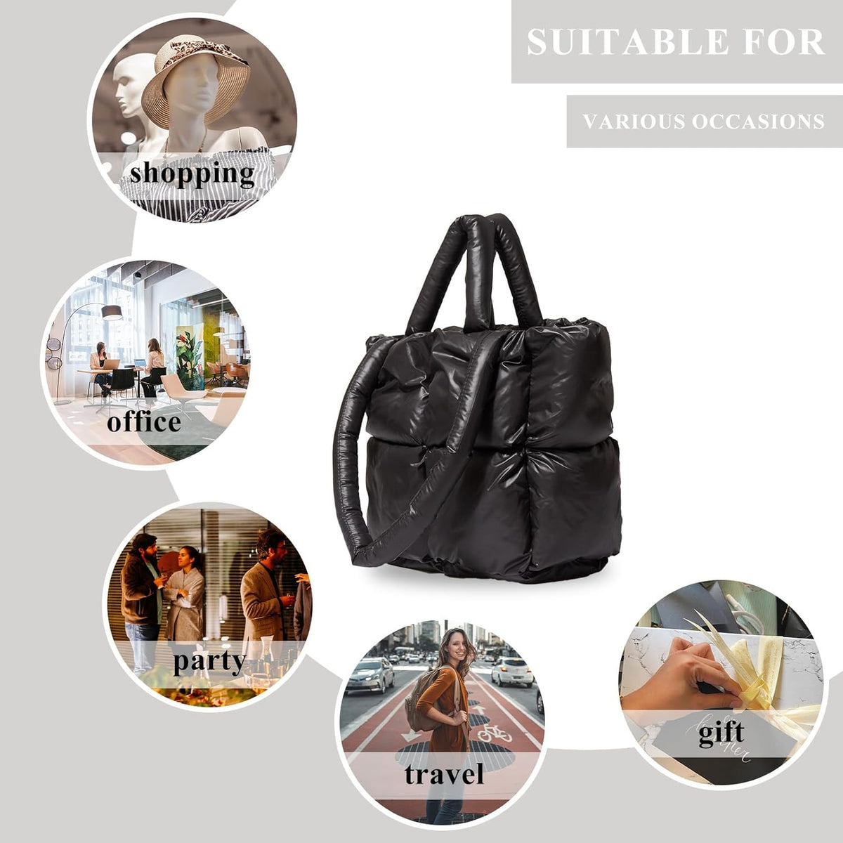 Skiennix Puffer Tote Bag - Soft, Quilted Winter Handbag for Women | Lightweight Cotton Design