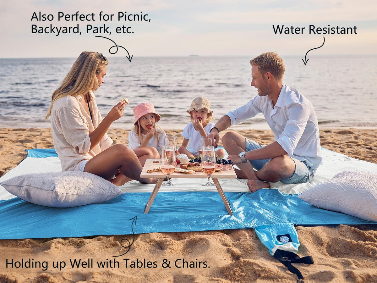 WEKAPO Beach Blanket - Extra Large Sandproof & Waterproof Mat | Quick Drying for Picnics, Camping & Vacations
