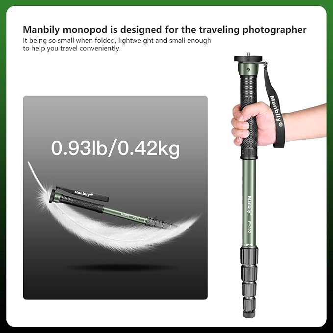 Manbily 65-Inch Camera Monopod, 5 Sections Aluminum Travel Monopod