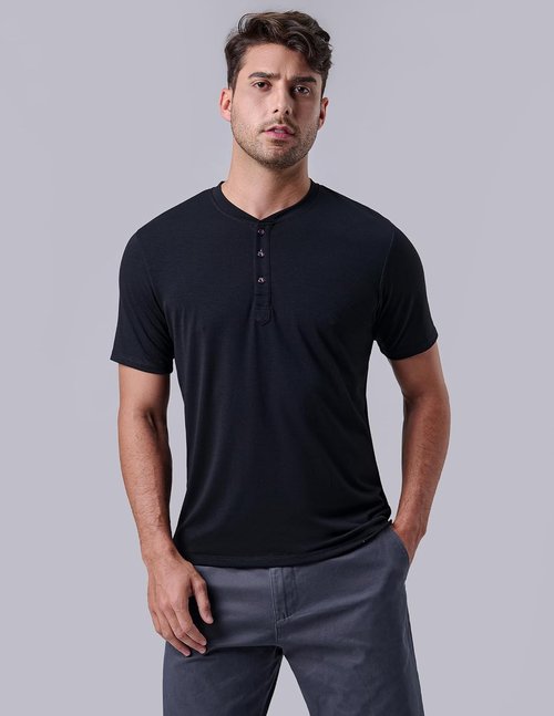 Liberty Pro Men's Casual Henley Shirts - 3-Pack Comfort Soft Stretch Tees, Relaxed Fit Summer T-Shirts