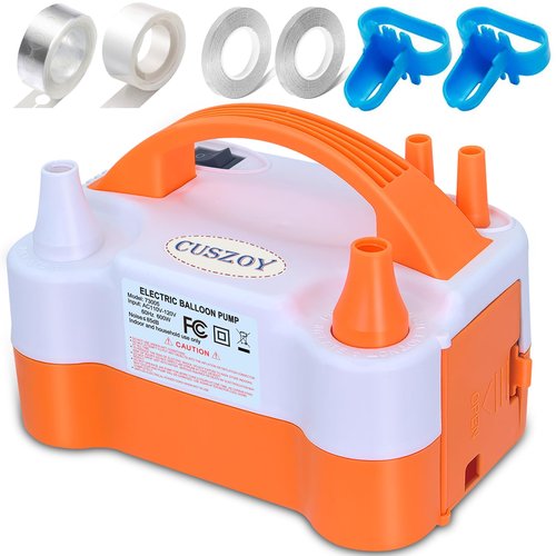 CUSZOY Electric Balloon Pump 600W, Fast Balloon Blower with 6 Balloon Arch Kits, Dual Nozzle & 2 Modes, Portable Air Pump for Balloon Decor for Party, Wedding, Birthday - Professional Balloon Pump