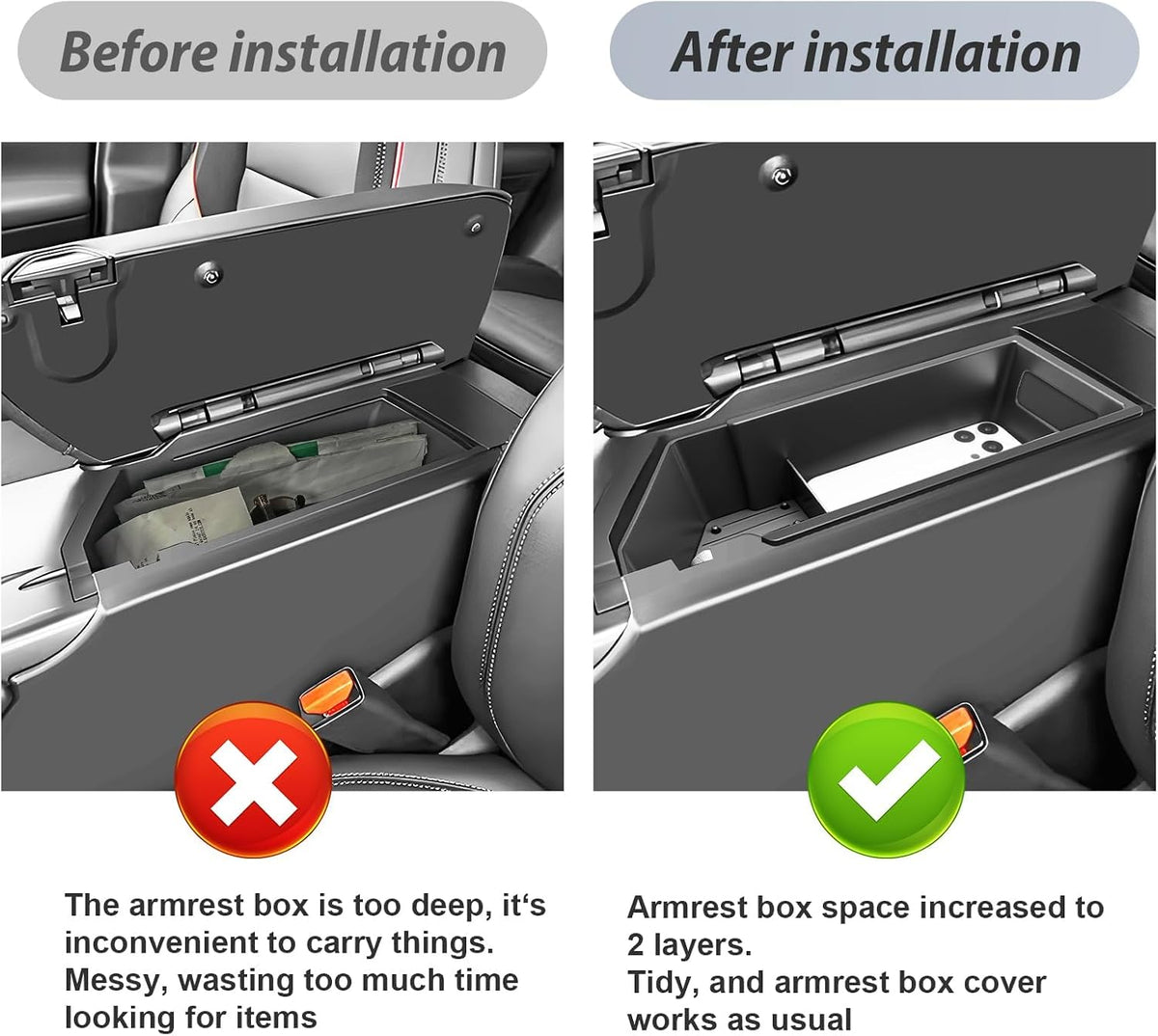 SKTU 2Pack 2024 2025 2026 2027 Chevy Equinox EV Center Console Organizer