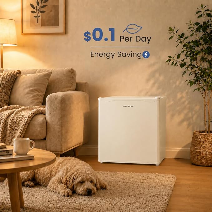1.7 Cu.Ft Mini Fridge with Freezer,Cream White | Compact Single Door Refrigerator - Energy Saving, Low Noise - Perfect for Office, Apartment, Dorm, Bedroom