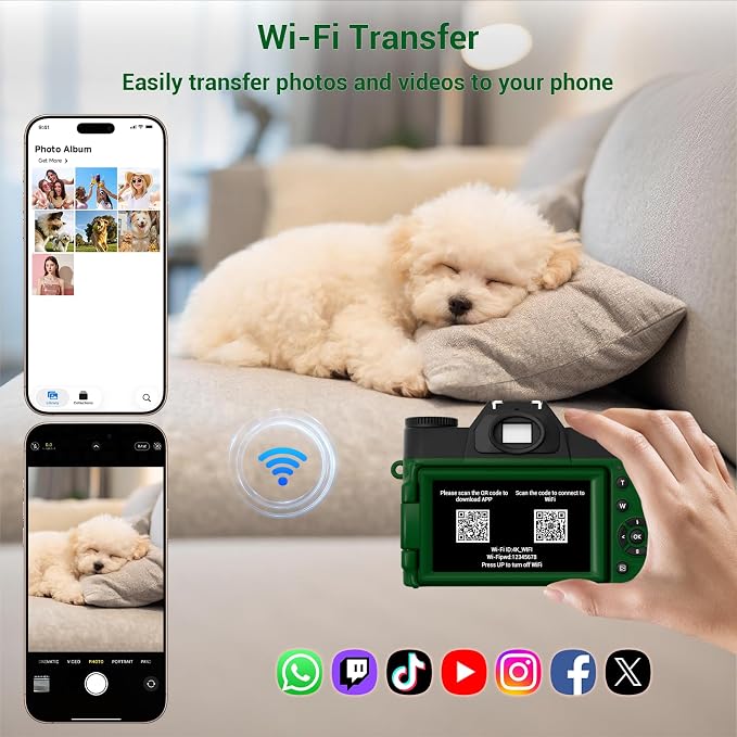 75MP Digital Camera, 4K WiFi Vlogging Camera