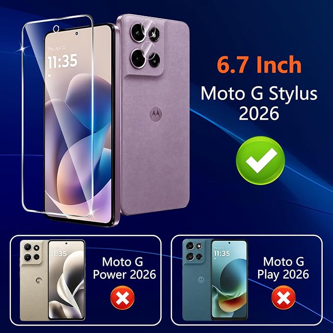 Designed for Motorola Moto G Stylus 5G 2026 Tempered Glass Screen Protector +