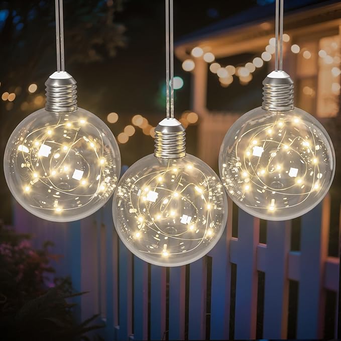 9 Pack Globe String Lights, 10.3FT LED String Lights Indoor, G100 Waterproof Decorative Christmas Lights Ball Bulbs, Built-in 15 LEDs, Warm White Plug-in Fairy Lights for Patio, Bedroom, Halloween