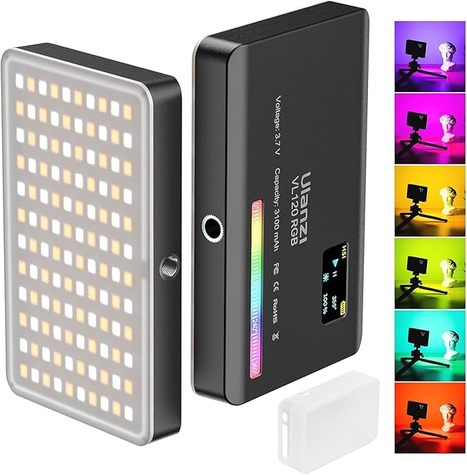 ULANZI VL120 RGB Video Light, Pocket LED On-Camera Video Lights, Built-in