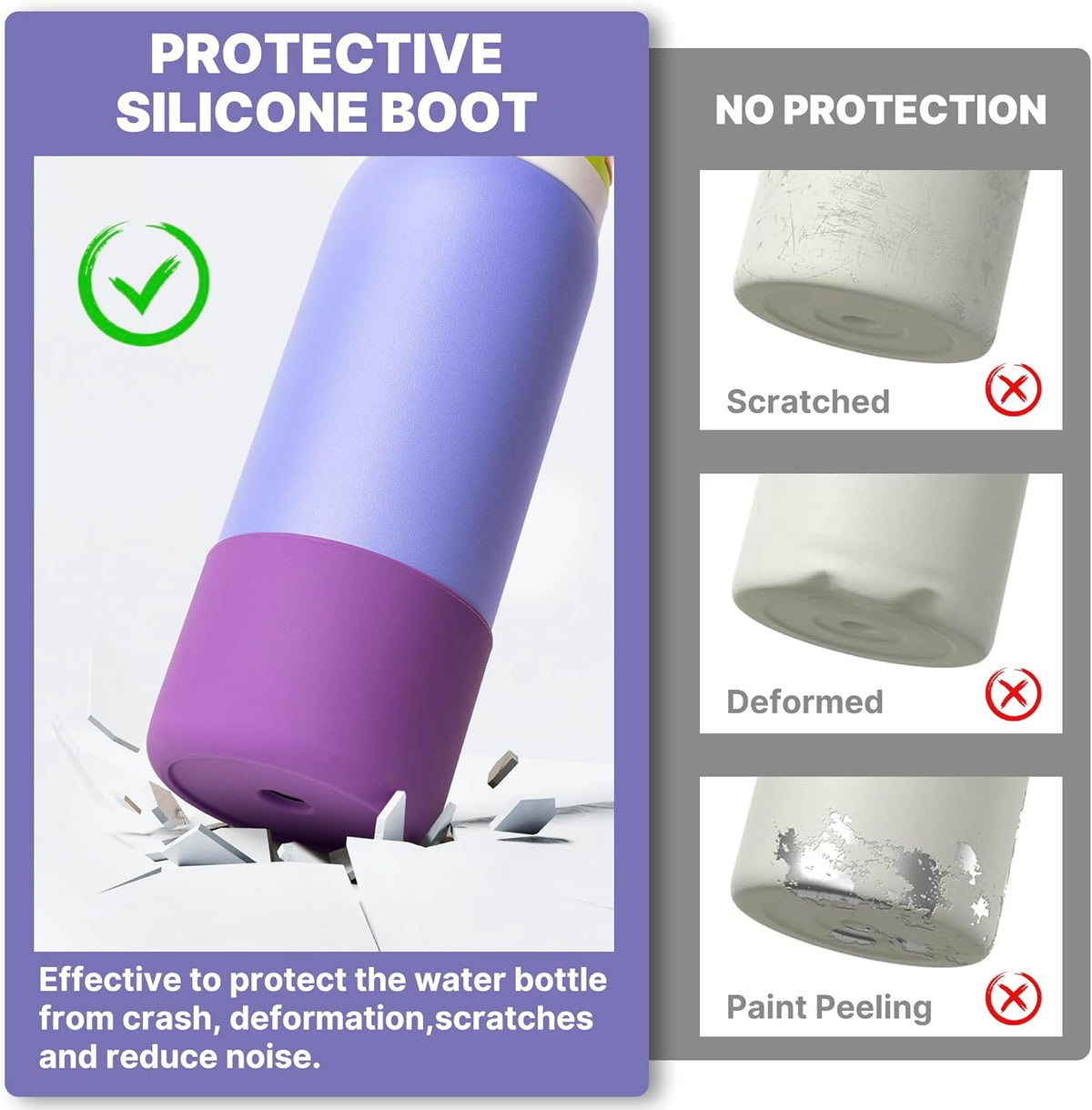 Owala Silicone Water Bottle Boot - Anti-Slip Protective Sleeve for 40 oz Stainless Steel Bottle | Purple