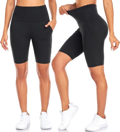 FULLSOFT Biker Shorts for Women - 4 Pack High Waisted Tummy Control with Pockets | 8" Length
