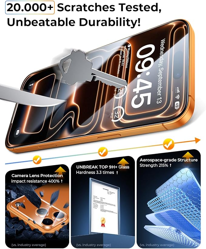 MRGLAS TOP 9H+ 2+2 Packs for iPhone 17 Pro Max Screen Protector