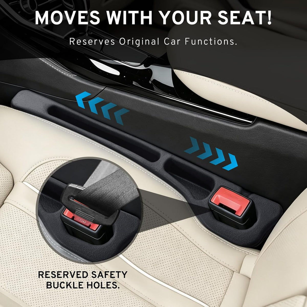 Car Seat Gap Filler Organizer for Mercedes Benz C300 GLC 300 GLK 250 350 2026 2025 2024-2000 Plug with Storage Slot Strip No-Drop Seat Side Gap with Phone Holder - 2 Pack