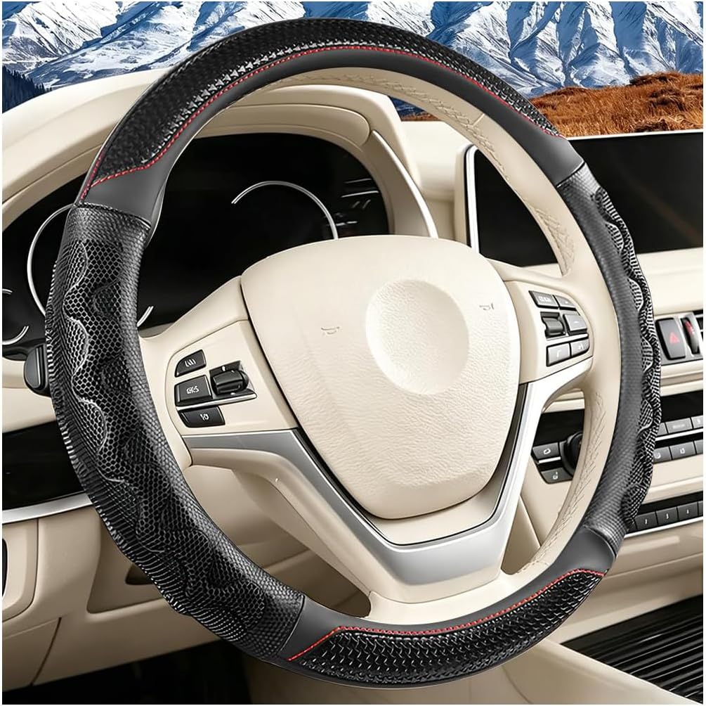 Car Steering Wheel Cover, 3D Honeycomb Anti-Slip Breathable, Black