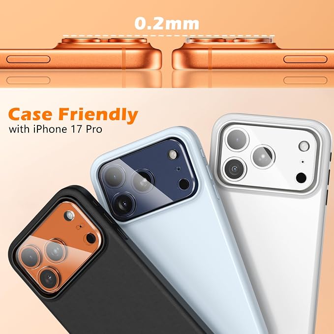 imluckies 3 Pack for iPhone 17 Pro 6.3" Camera Lens Protector, HD Clear