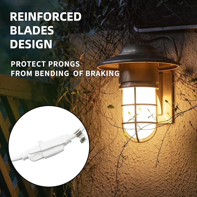 Indoor Outdoor Extension Cord Weatherproof, UL Certified, 16 Gauge 12FT White 3 Prong Heavy Duty, 16/3 SJTW 13A Power Cord for Outdoor Lights, Appliances, Lawn