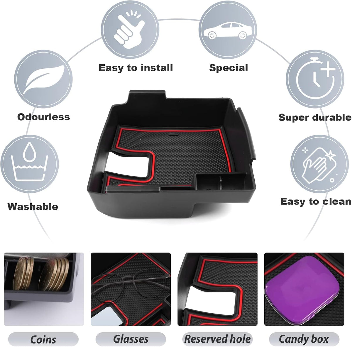 SKTU for 2020-2027 Toyota Corolla Center Console Organizer w/Coin Holder