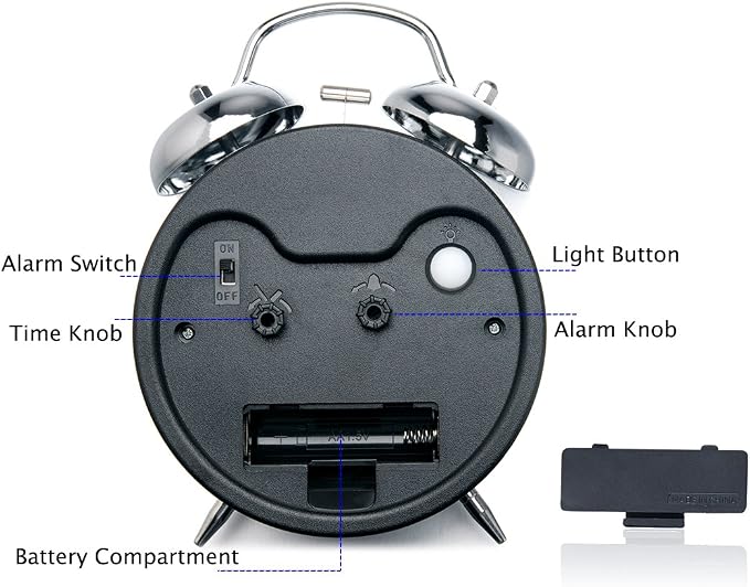 Peakeep 4 inches Twin Bell Loud Alarm Clock
