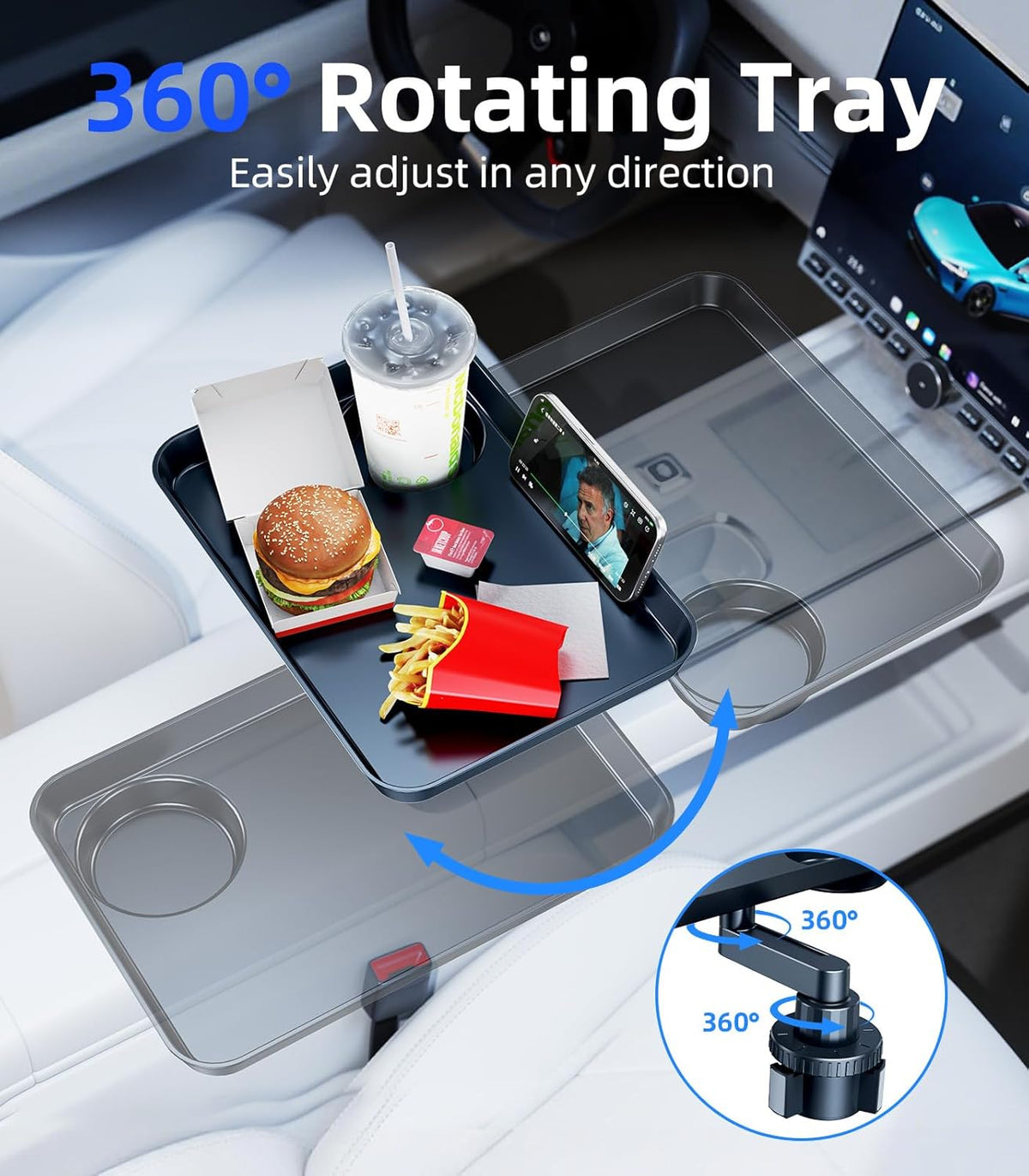 Tesla Model 3 Y ABS Car Cup Holder Tray Expander for Food Snack