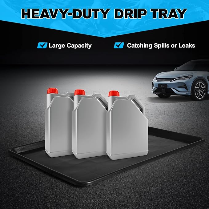 3-Pack Oil Drip Pan for Under Car – 26.8"x20.5" Large Flexible Oil Trays with Spill Mat, Reusable Car Oil Drain Pan, Heat Resistant Floor Catcher for Auto & Home Use