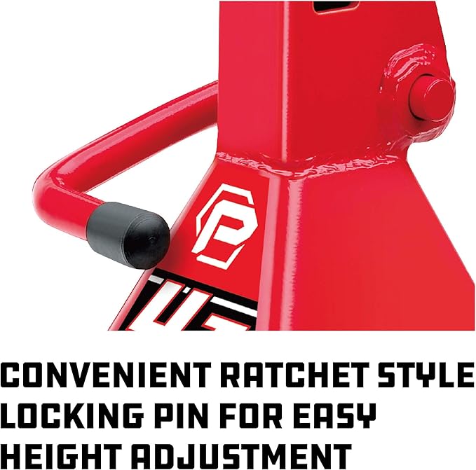Powerbuilt 4 Ton Ratchet Jack Stands, Wide Stance Stability, Vehicle Car Lifting Range 13-Inches to 20-1/4-Inches (33cm-51cm), 1 Pair (2 Pack) - 647529