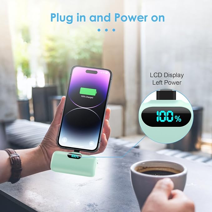 Mini Portable Charger USB C Power Bank,Upgraded 5000mAh PD Fast Charging Battery Pack Built-in USB-C Connector Travel Essential for iPhone17/17Pro/17Pro Max/Air/16 Plus/16Pro Max/15 Series,Android etc