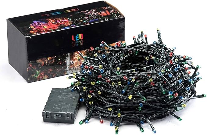 Battery Operated Christmas Lights-132FT 300 LED 8 Modes Outdoor/Indoor Waterproof Fairy Lights, Decorative Light Strings for Wedding Party Bedroom Roof Garden Halloween Thanksgiving Holiday,Multicolor