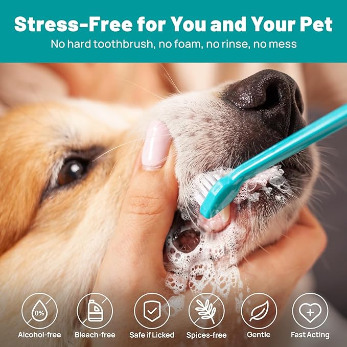Dog Dental Care Finger Wipes - Teeth Cleaning Finger Wipes for Dog & Cats - Tooth Brushing Kit Dental Wipes for Dog - Reduces Plaque & Freshens Breath (50 PCS, Unscented)
