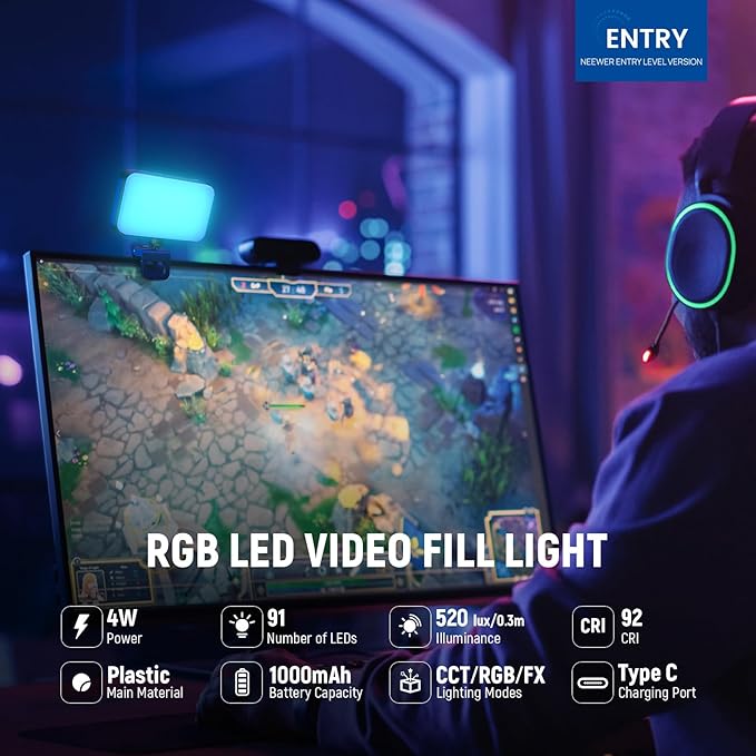 NEEWER Entry Level Version LED RGB Selfie Light, 91 LEDs Plastic Clip on Phone