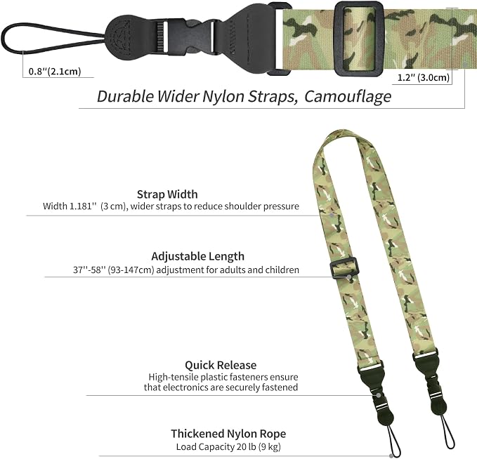 FIEIL Adjustable Shoulder Strap, Nylon Camera Strap, Comfortable Neck Strap
