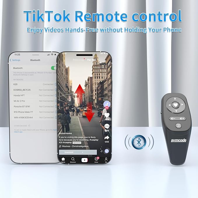 Symcode Smartphone Remote Control Kindle App Page Turner TikTok Remote Control