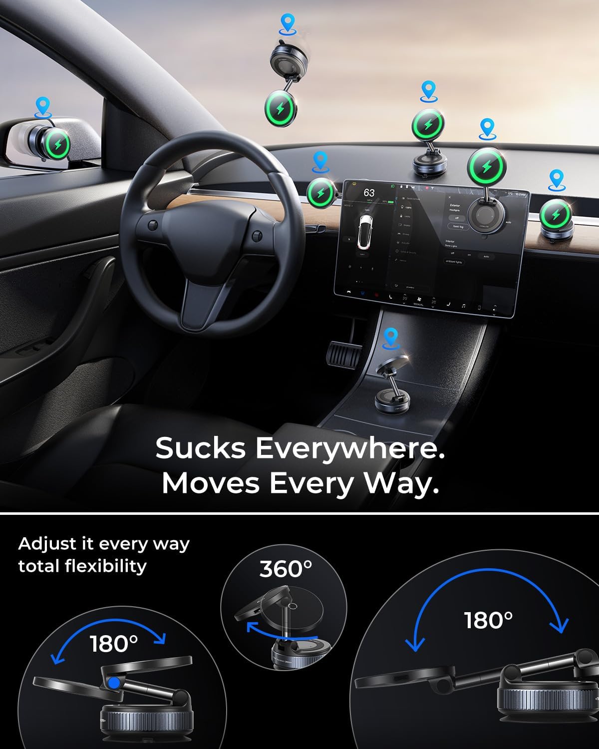 【Upgraded】for 15W MagSafe Car Mount Phone Charger w/ 3.3' USB-C Cable