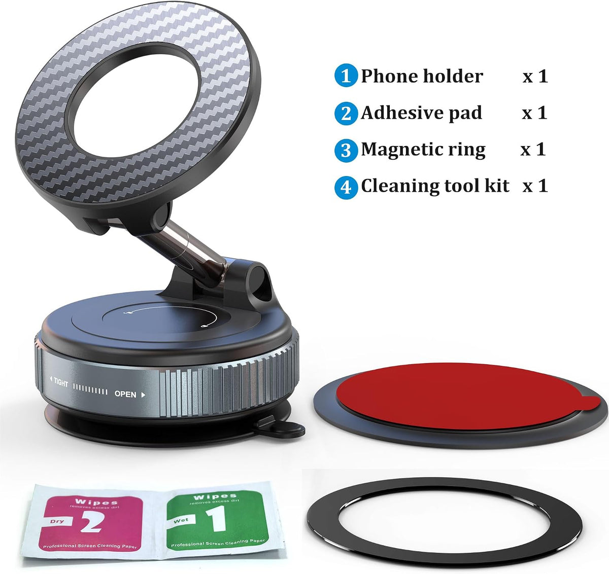 PlusAcc Car Phone Holder, Vacuum Magnetic Mount for MagSafe, No Charging