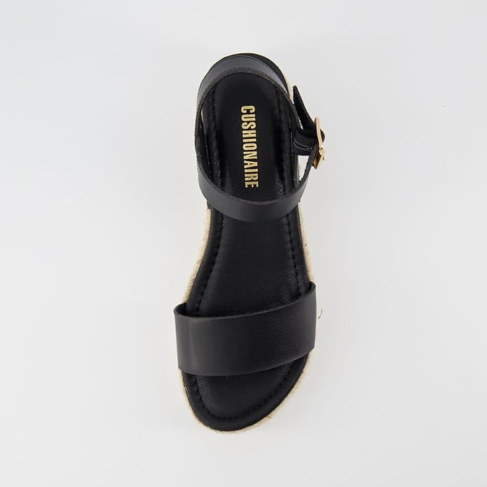 CUSHIONAIRE Melissa Espadrille Platform Sandals For Women with Adjustable Ankle Strap and Memory Foam Insole-Comfortable Womens Sandals for Summer