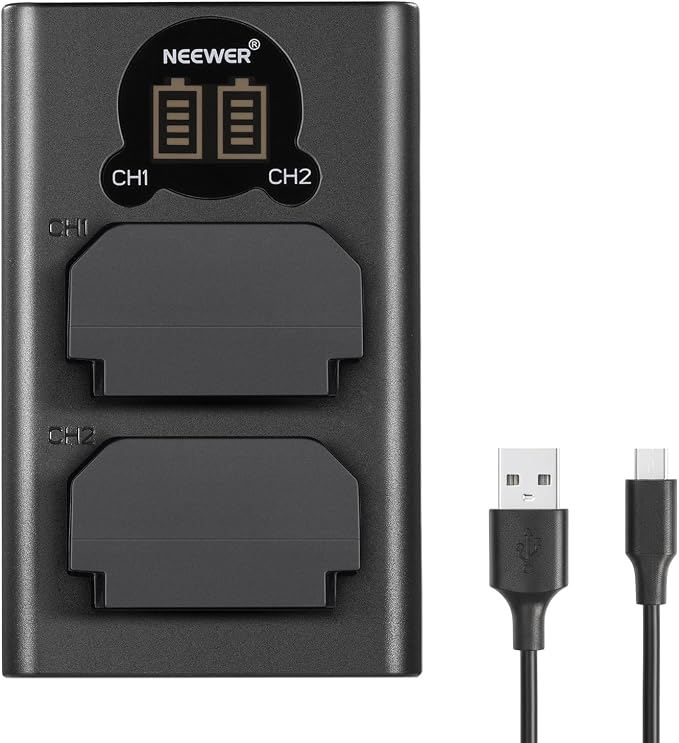NEEWER 2 Pack 2280mAh NP-FZ100 Replacement Battery and Dual USB Charger