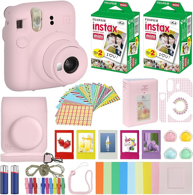 Fujifilm Instax Mini 12 Instant Camera Blossom Pink + Carrying Case + Fuji