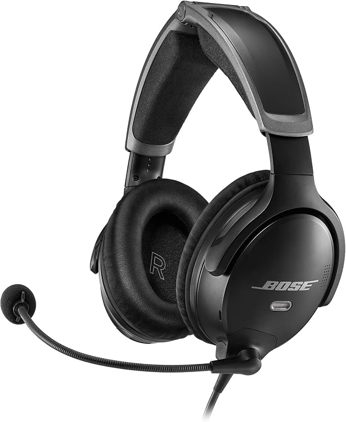 Bose A30 Bluetooth Aviation Headset - Lightweight Comfortable Design, Adjustable ANR and Noise Cancelling Microphone, [Dual Plug] – Black