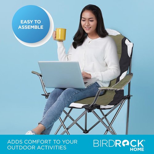 Internet's Best Padded Camping Folding Chair - Comfortable Outdoor Seating with Cup Holder & Carry Bag | Green